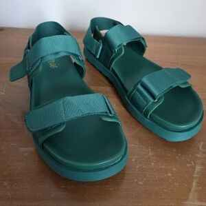 NEW Aerie Green Velcro Platform Sandals, Size 10